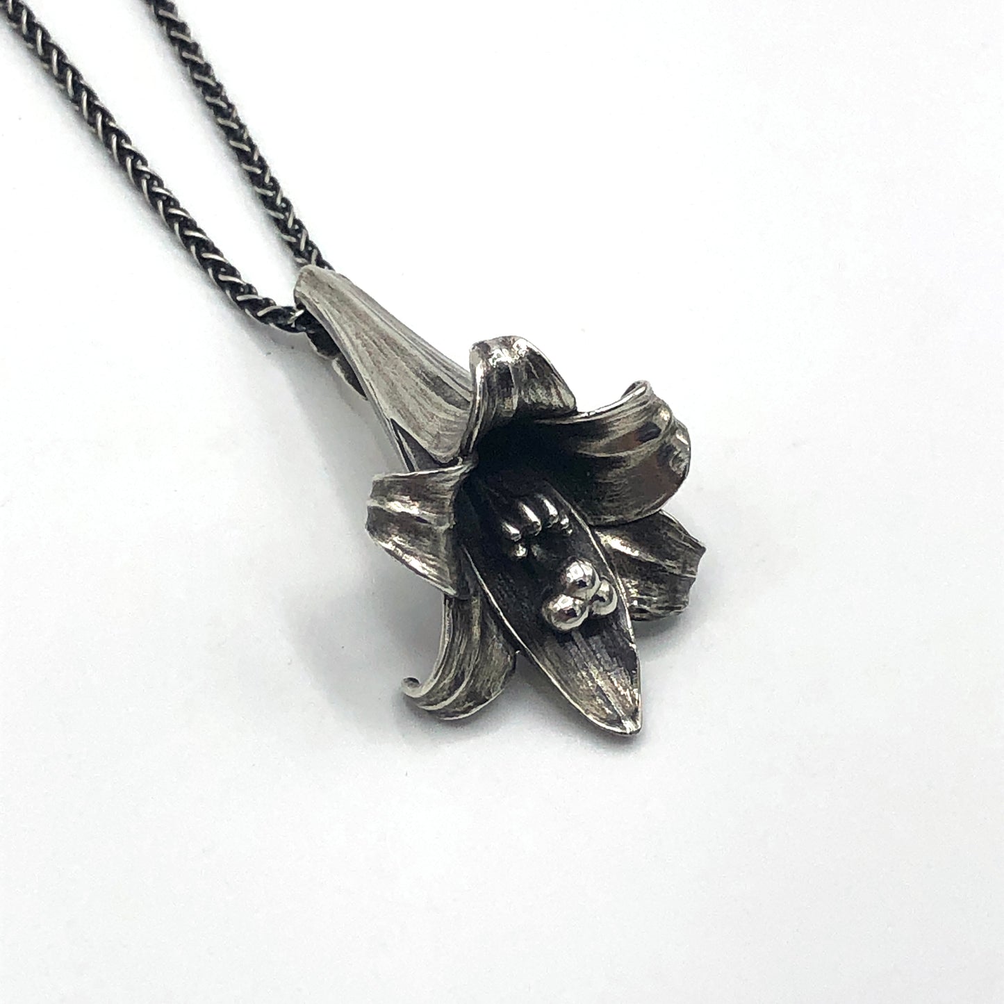 Lily Flower Sterling Silver Necklace