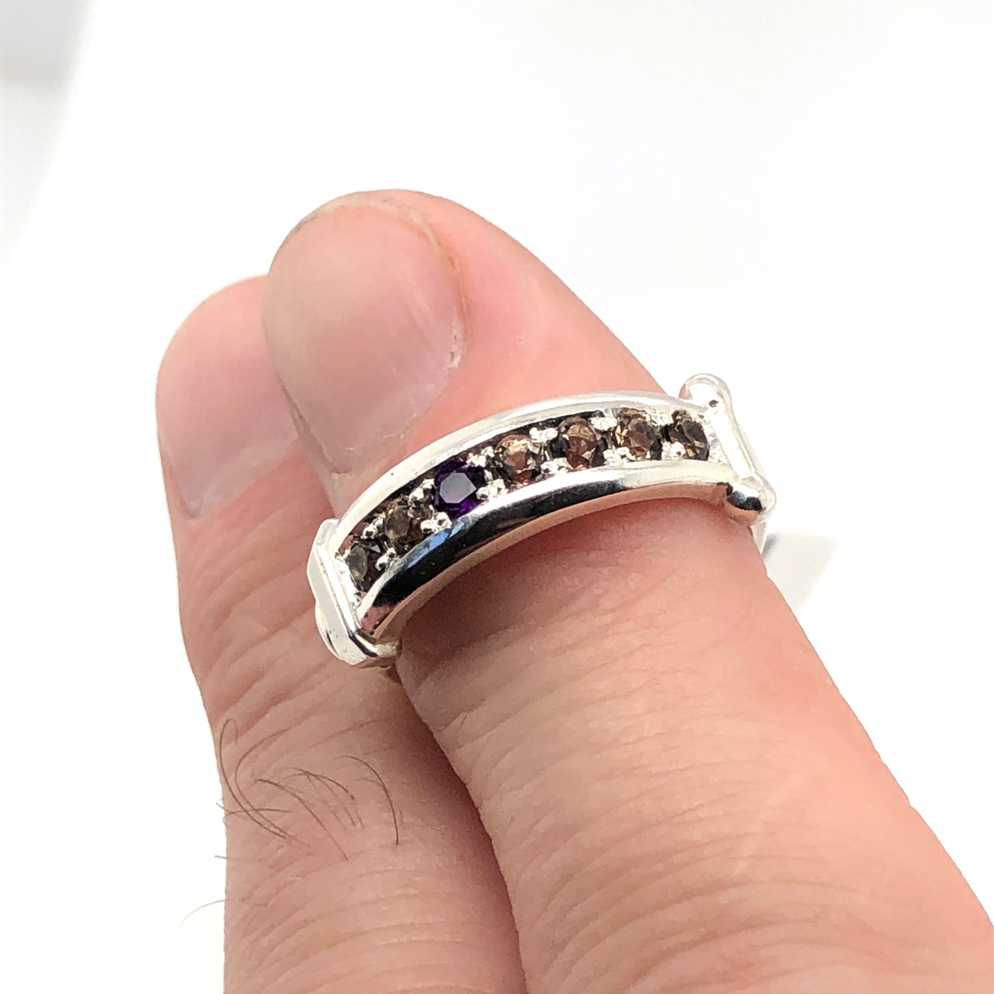Amethyst and Smoky Quartz Dagger Ring