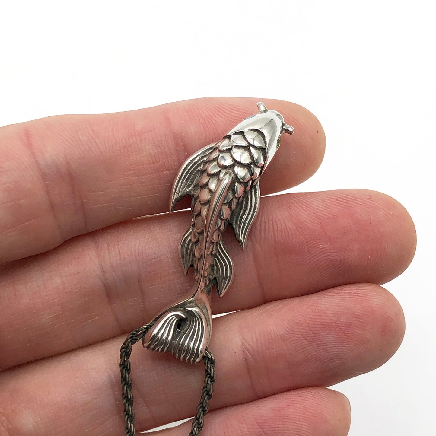 Aquamarine & Peridot Dragon's Gate Koi Fish Necklace