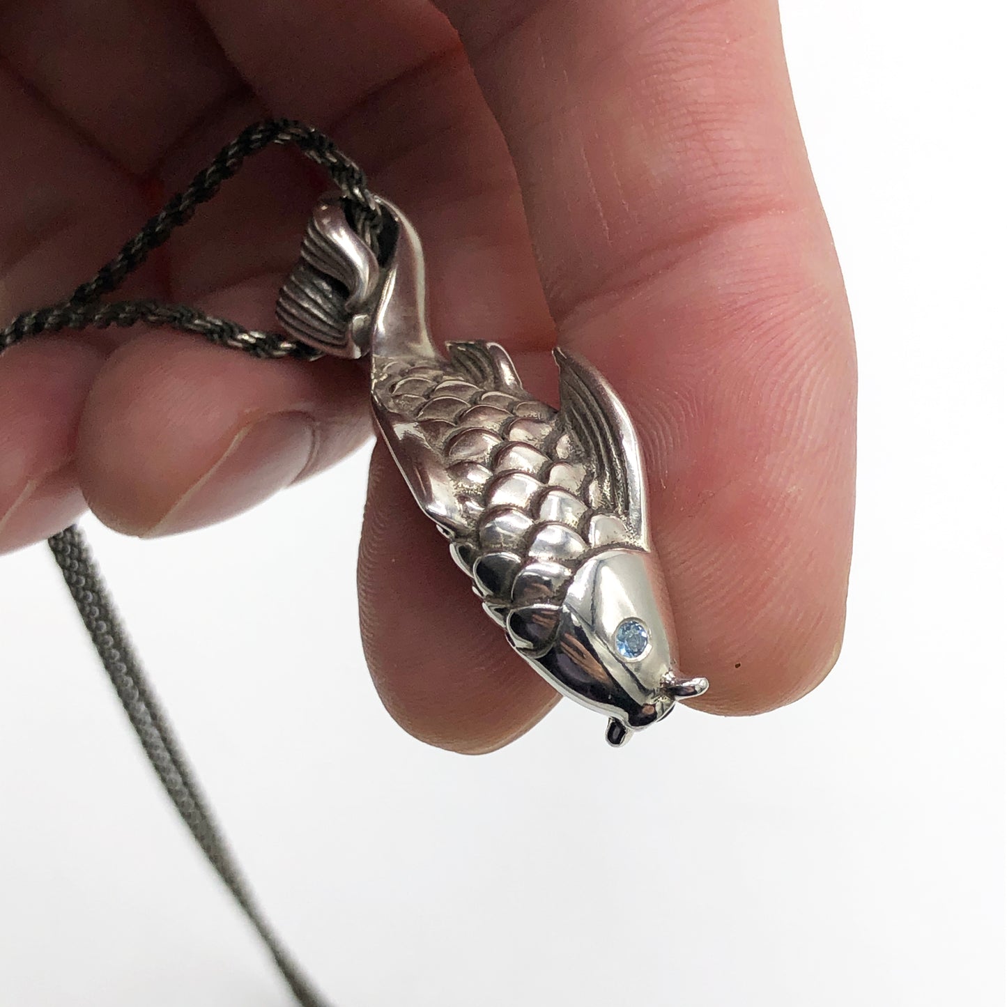 Aquamarine & Peridot Dragon's Gate Koi Fish Necklace