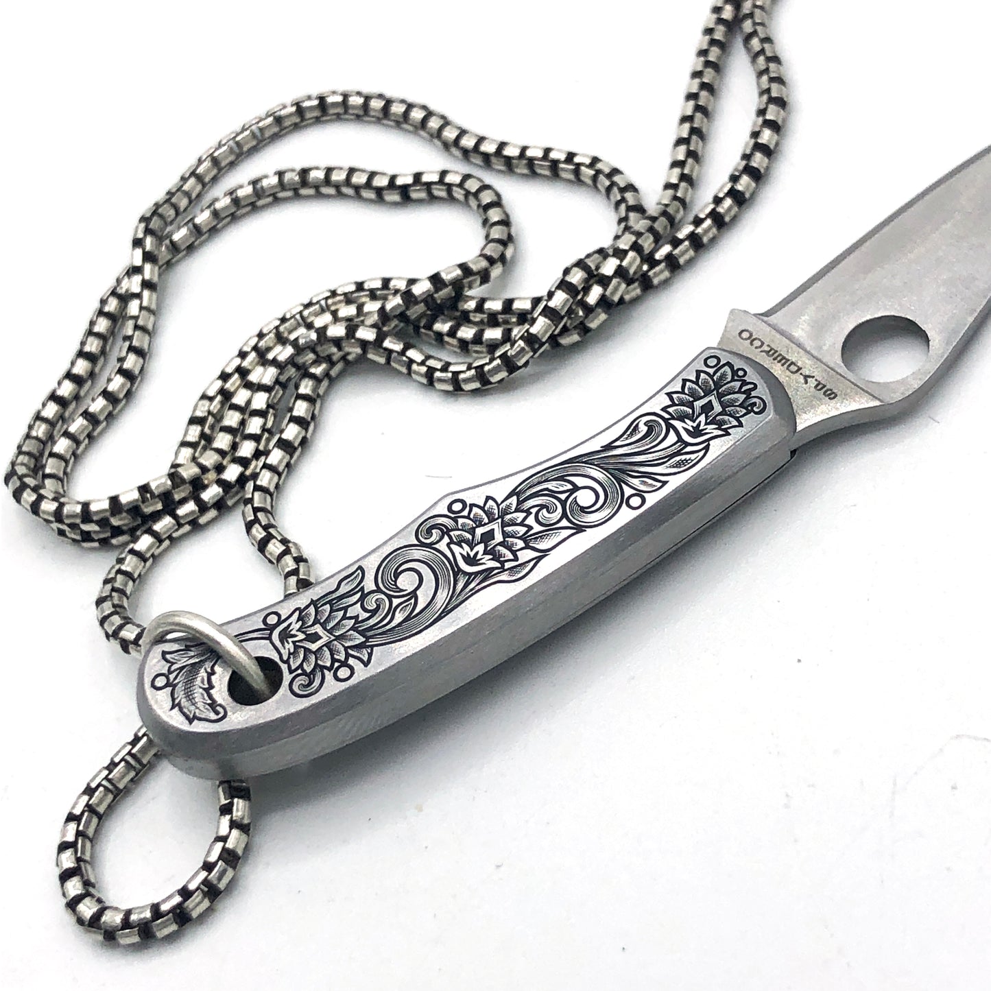 Hand Engraved Spyderco Bug Necklace