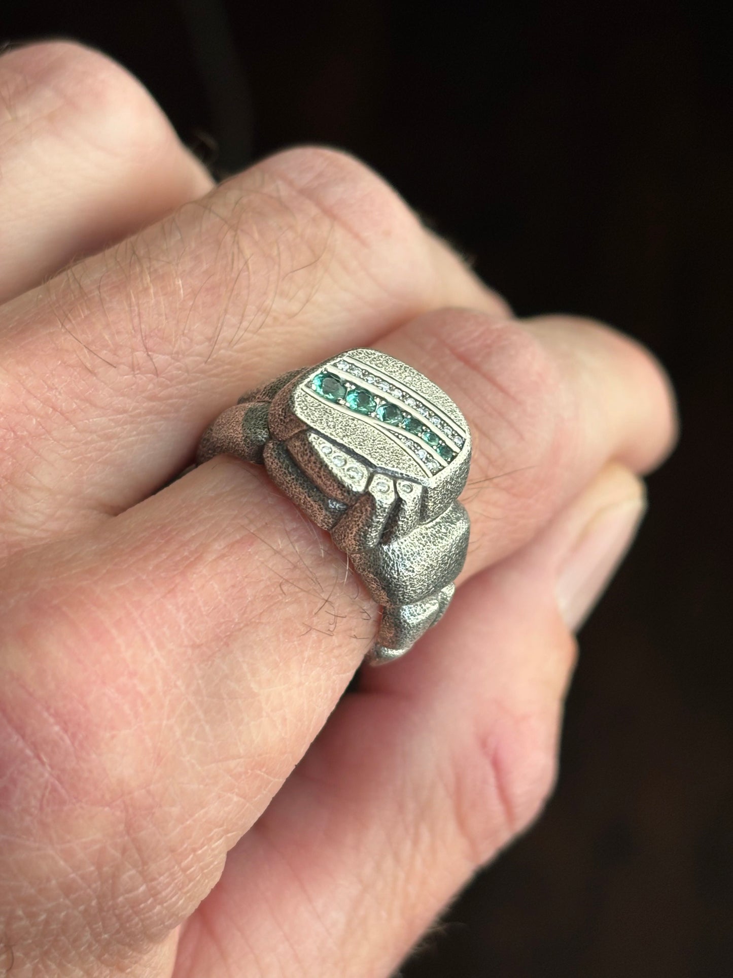 Emerald & Diamond Ancient Stones Ring