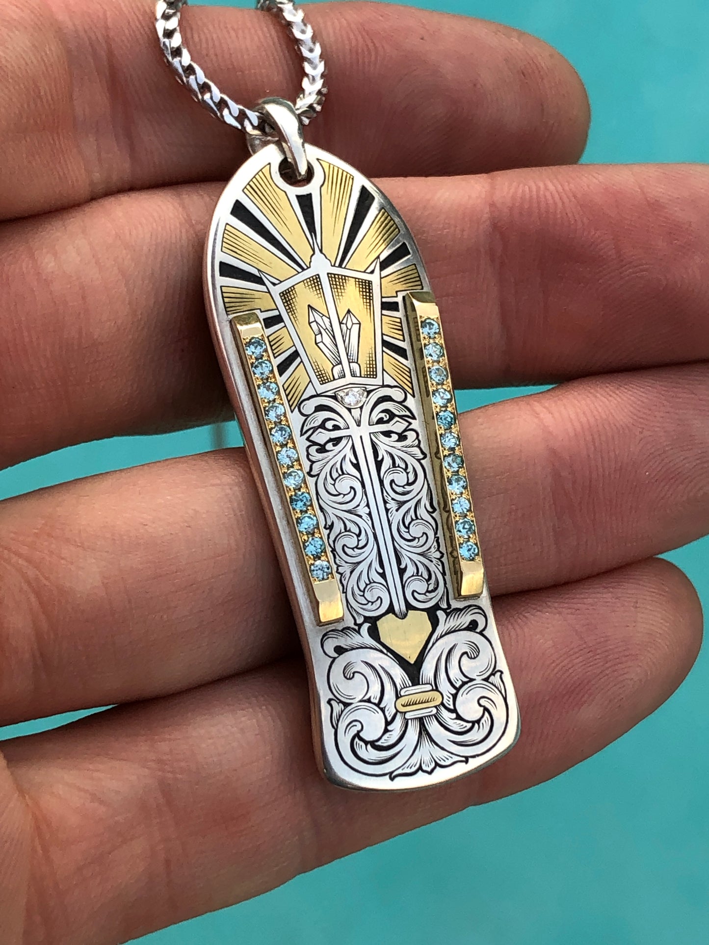 Quantum Light pendant Skate Deck Necklace