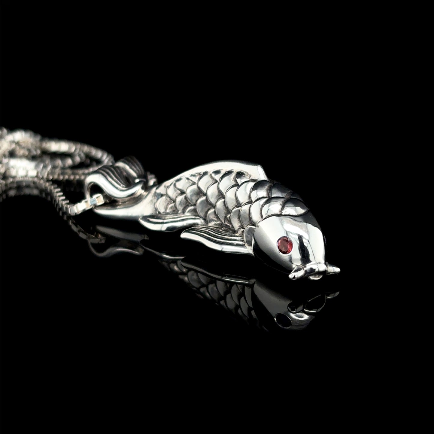 Garnet Koi Fish Necklace