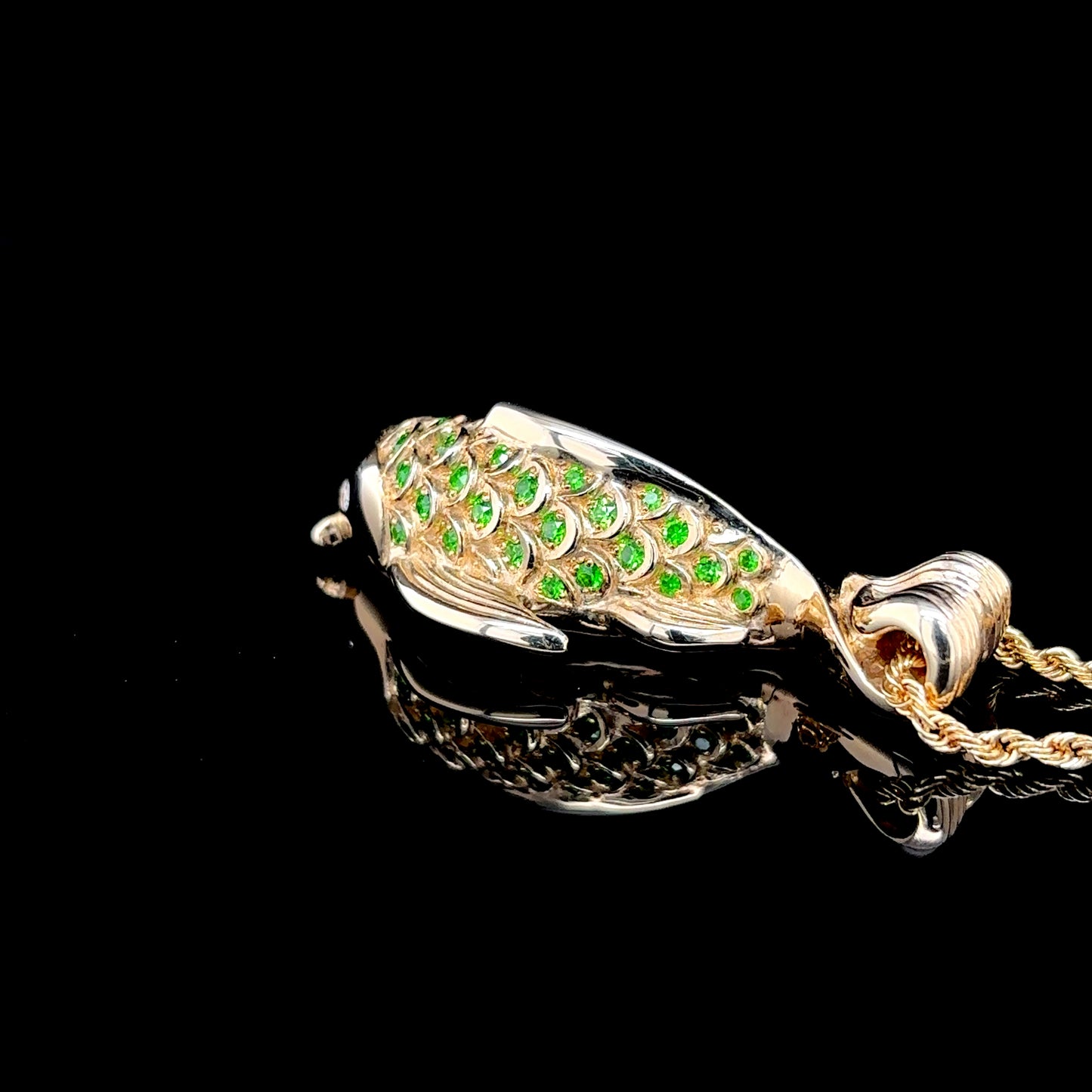 Garnet Gold Koi Fish Necklace