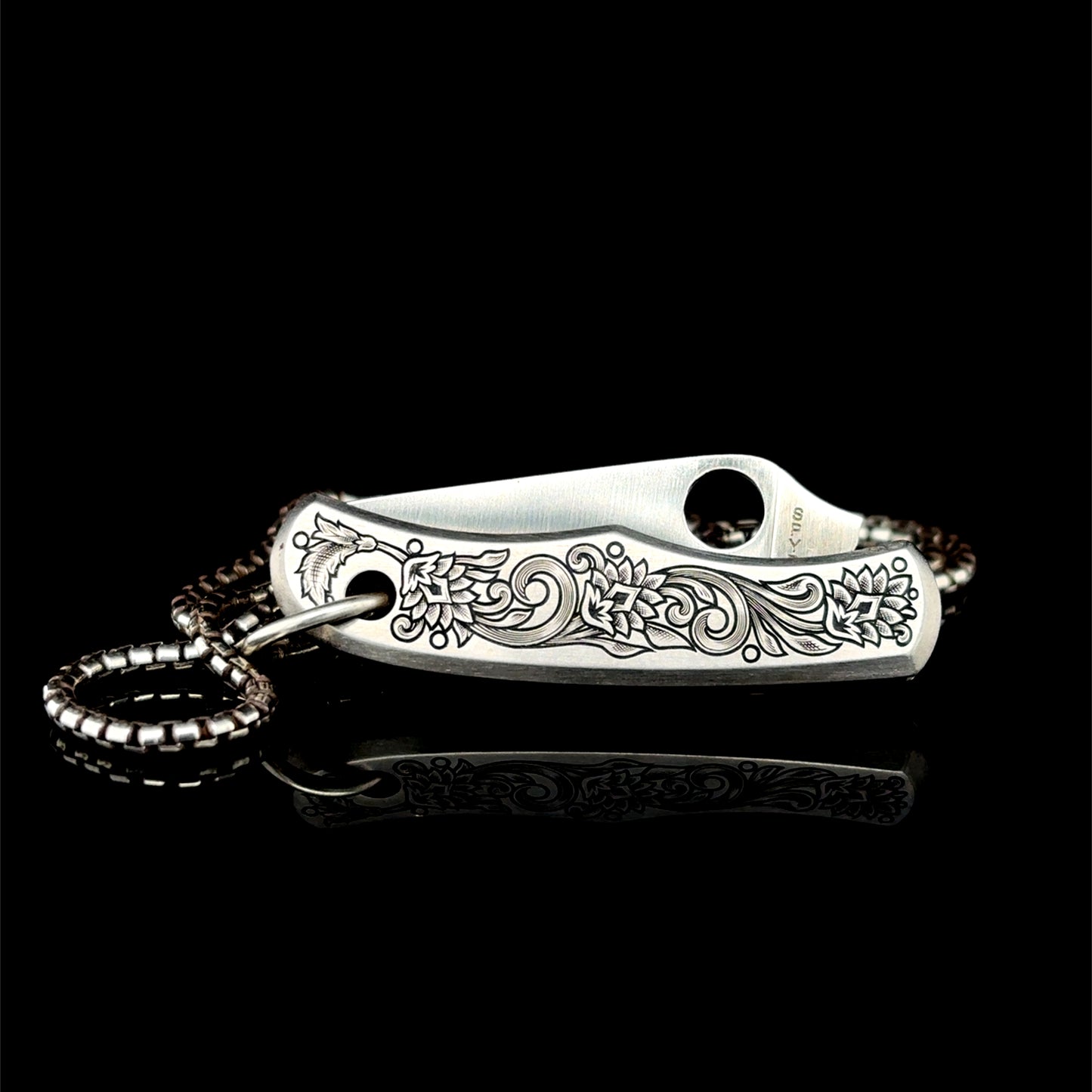 Engraved Spyderco Bug Necklace