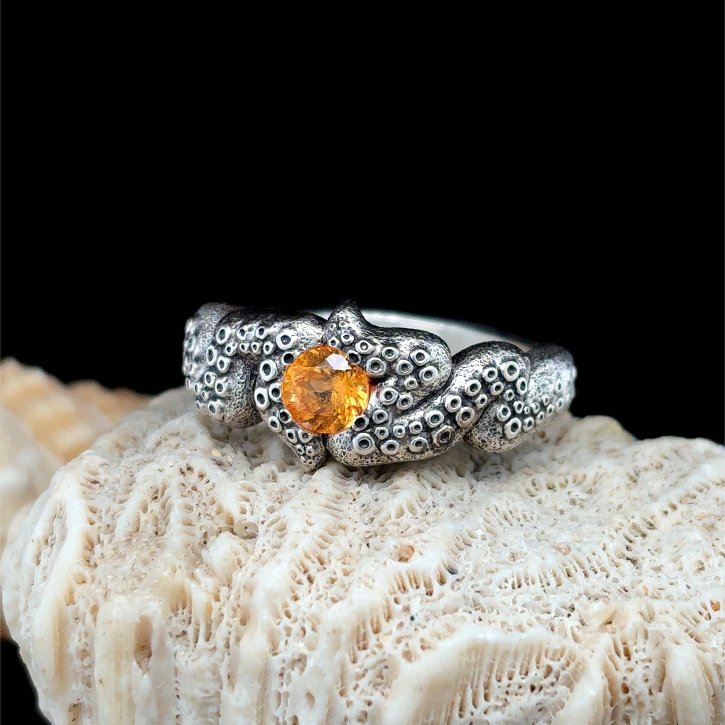 Spassartite Garnet Tentacle Ring