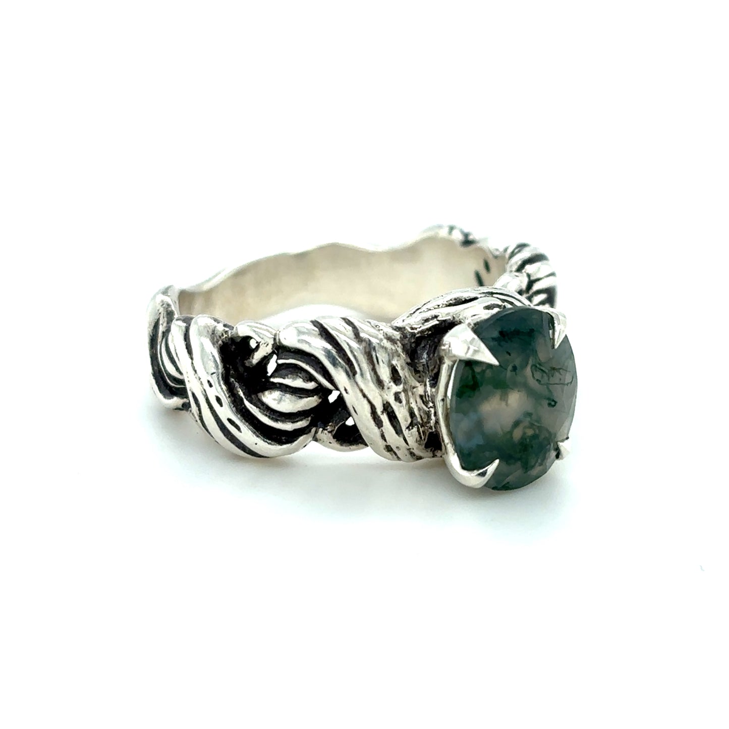 Moss Agate Juniper Ring