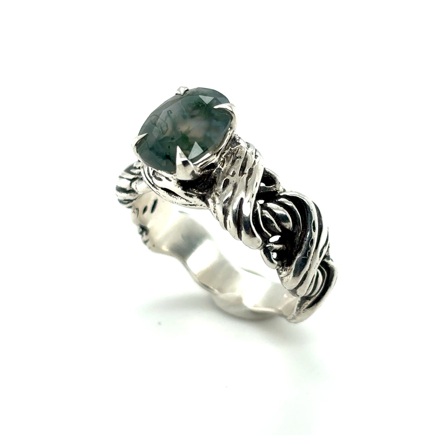 Moss Agate Juniper Ring