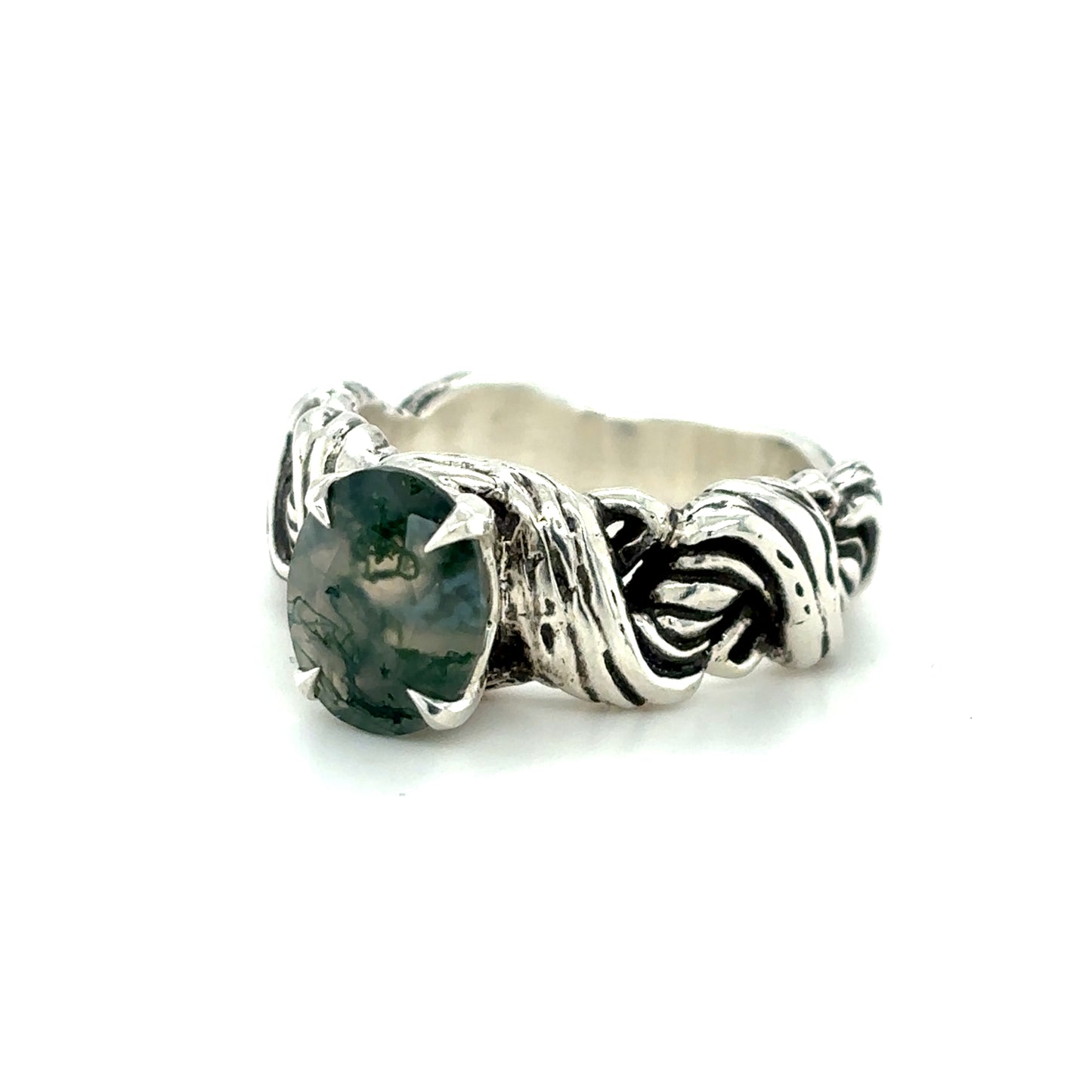 Moss Agate Juniper Ring