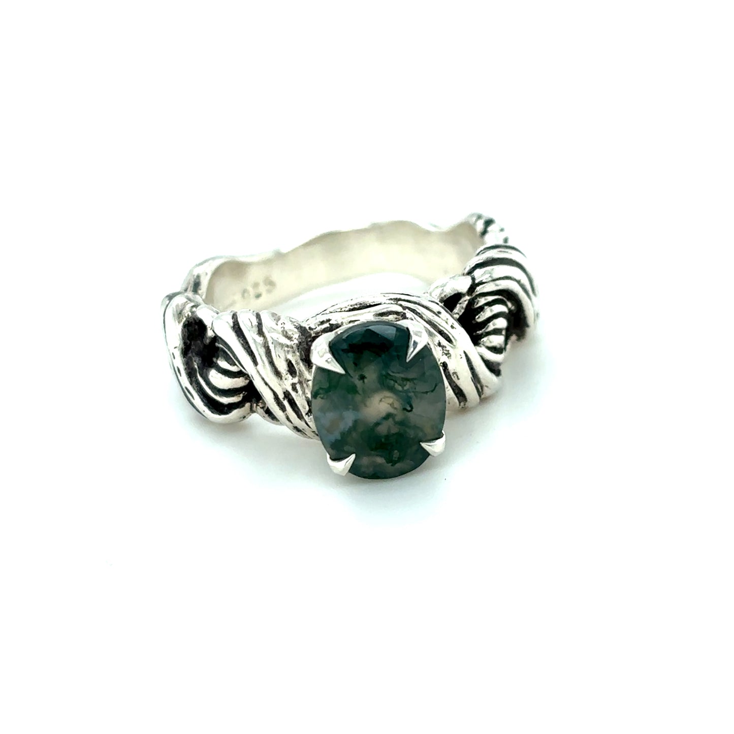 Moss Agate Juniper Ring