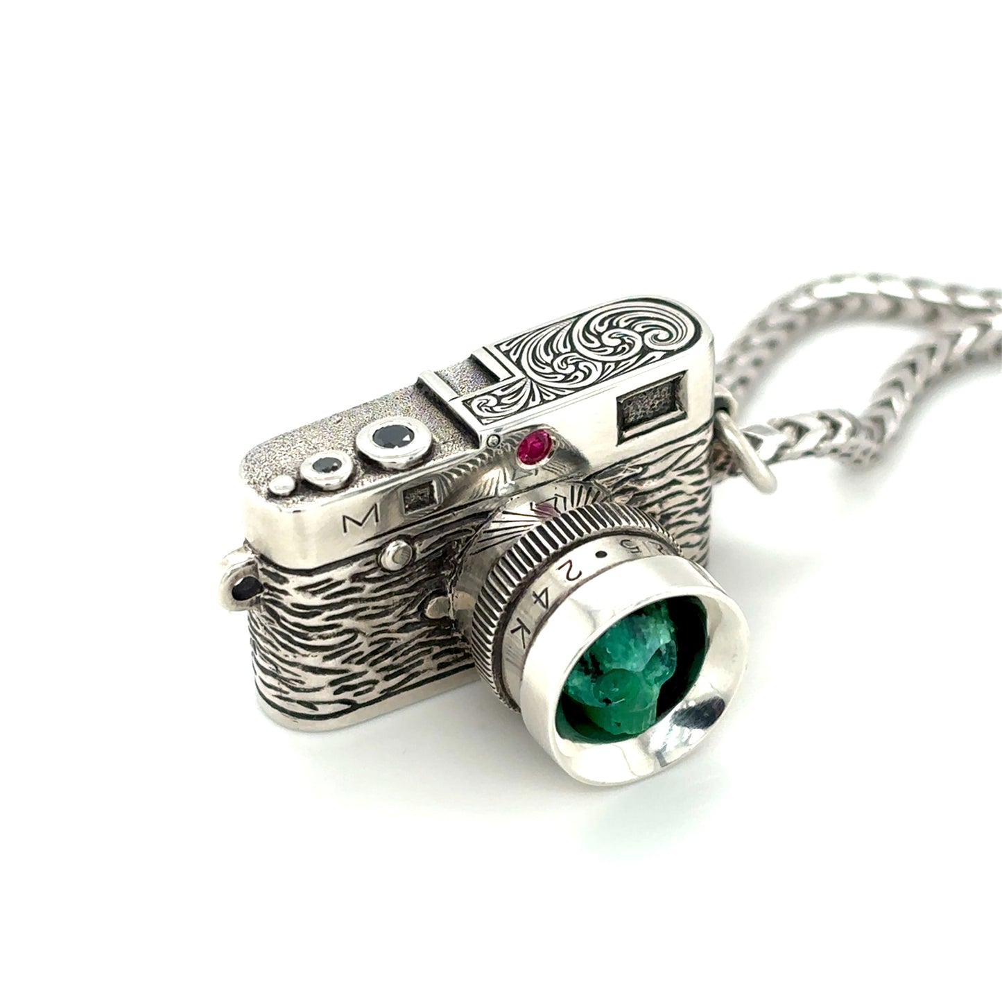 Leica Camera Chrysoprase Skull Necklace
