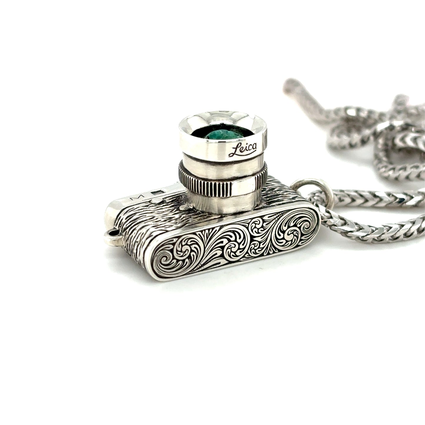 Leica Camera Chrysoprase Skull Necklace