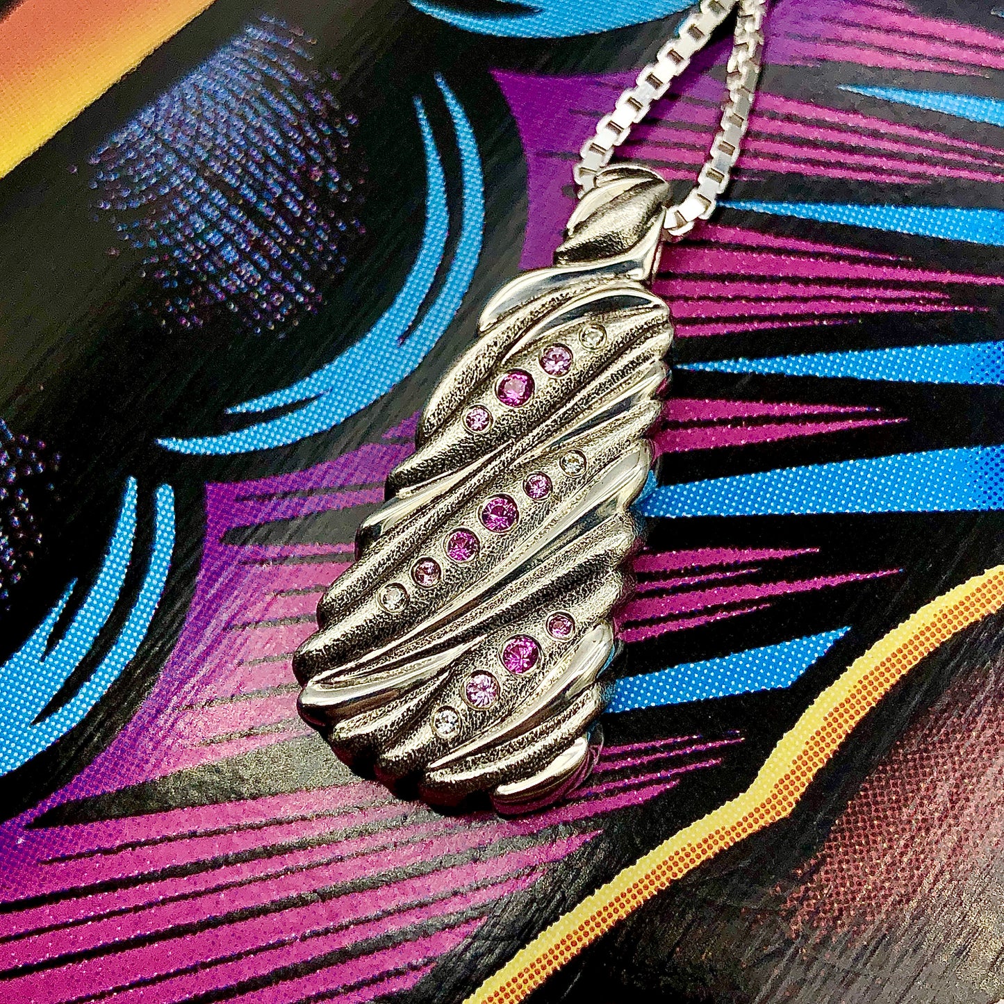 Flow Pendant with Pink Sapphire Gradient