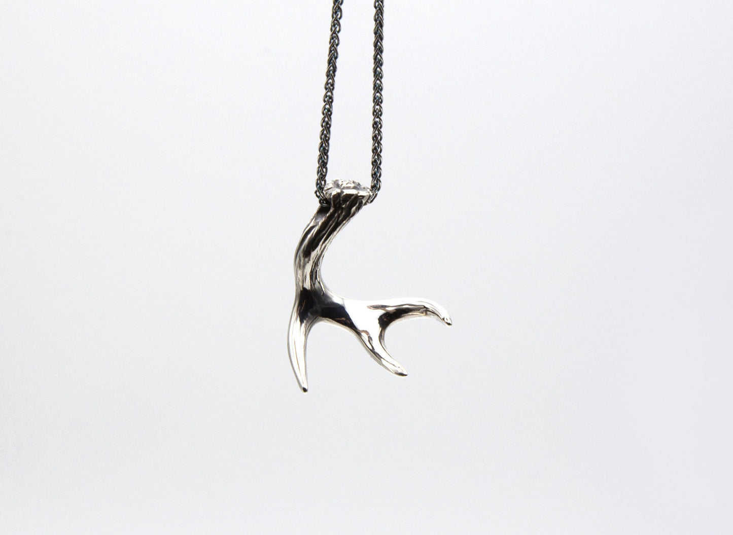 Deer Antler Sterling Silver Necklace