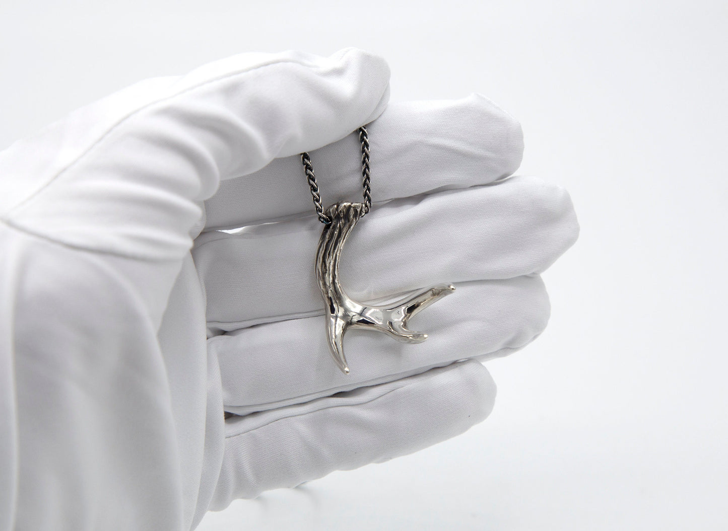 Deer Antler Sterling Silver Necklace