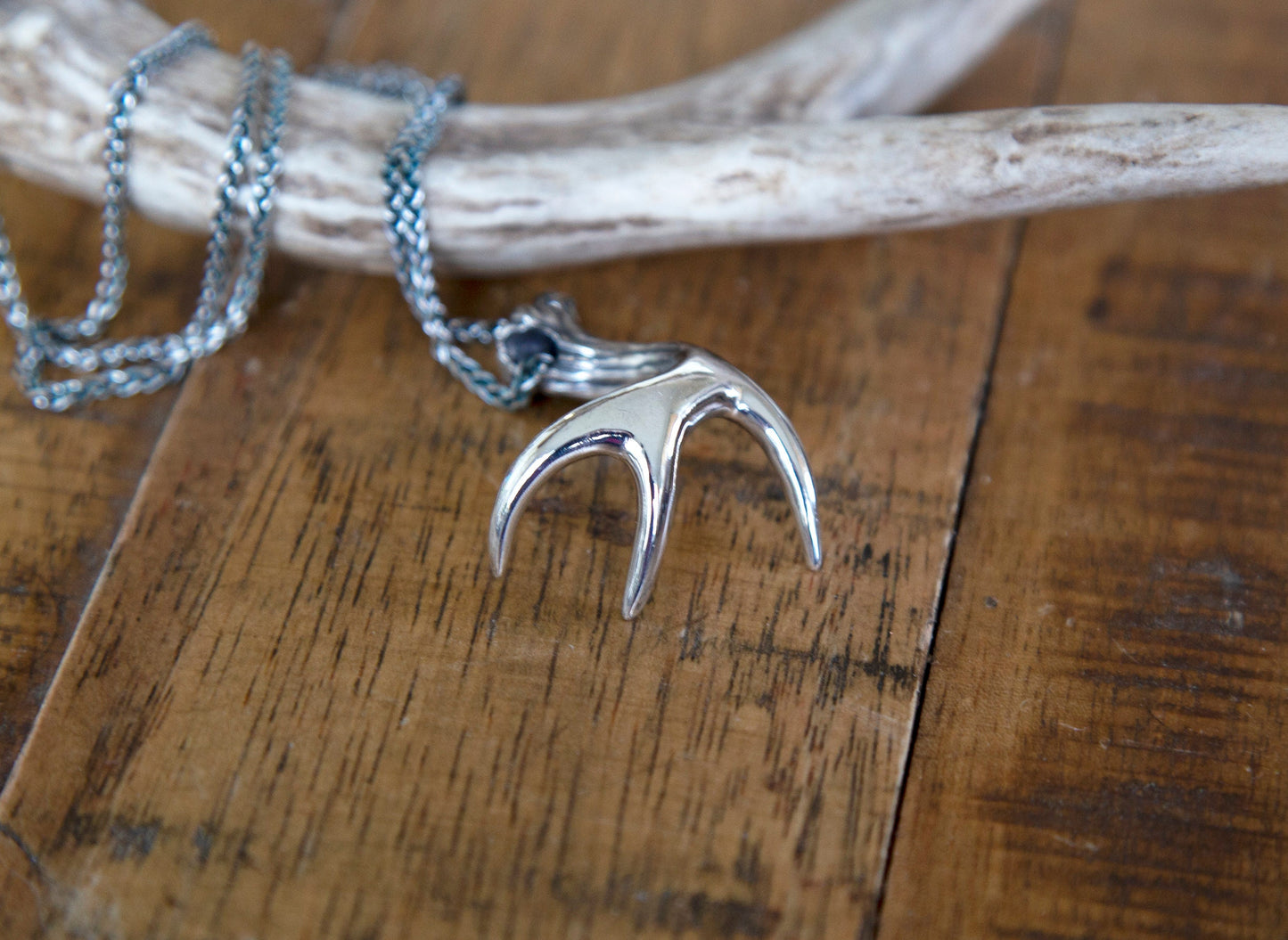 Deer Antler Sterling Silver Necklace