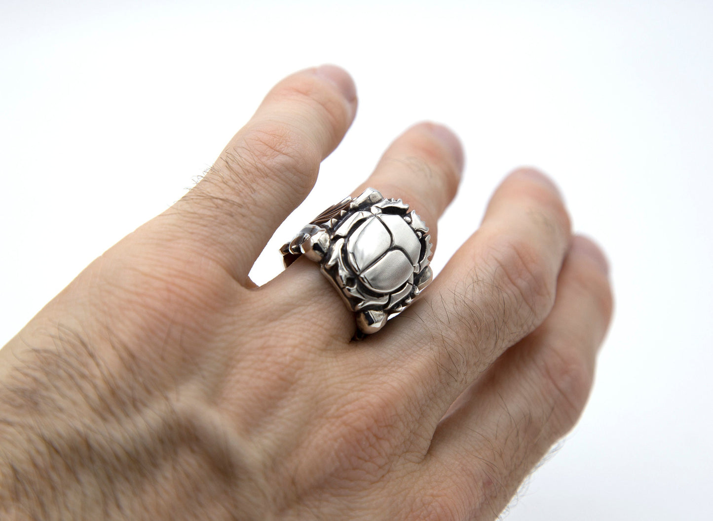 Scarab Filigree Sterling Silver Ring - Size 8