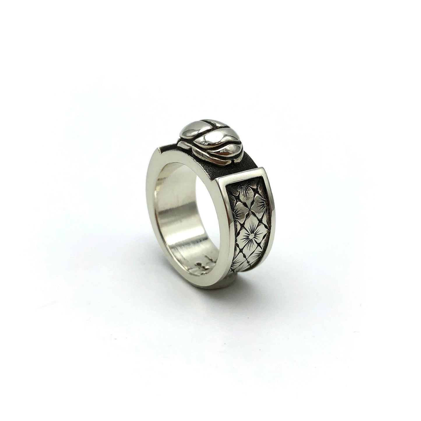 Scarab Beetle Hand Engraved Ring