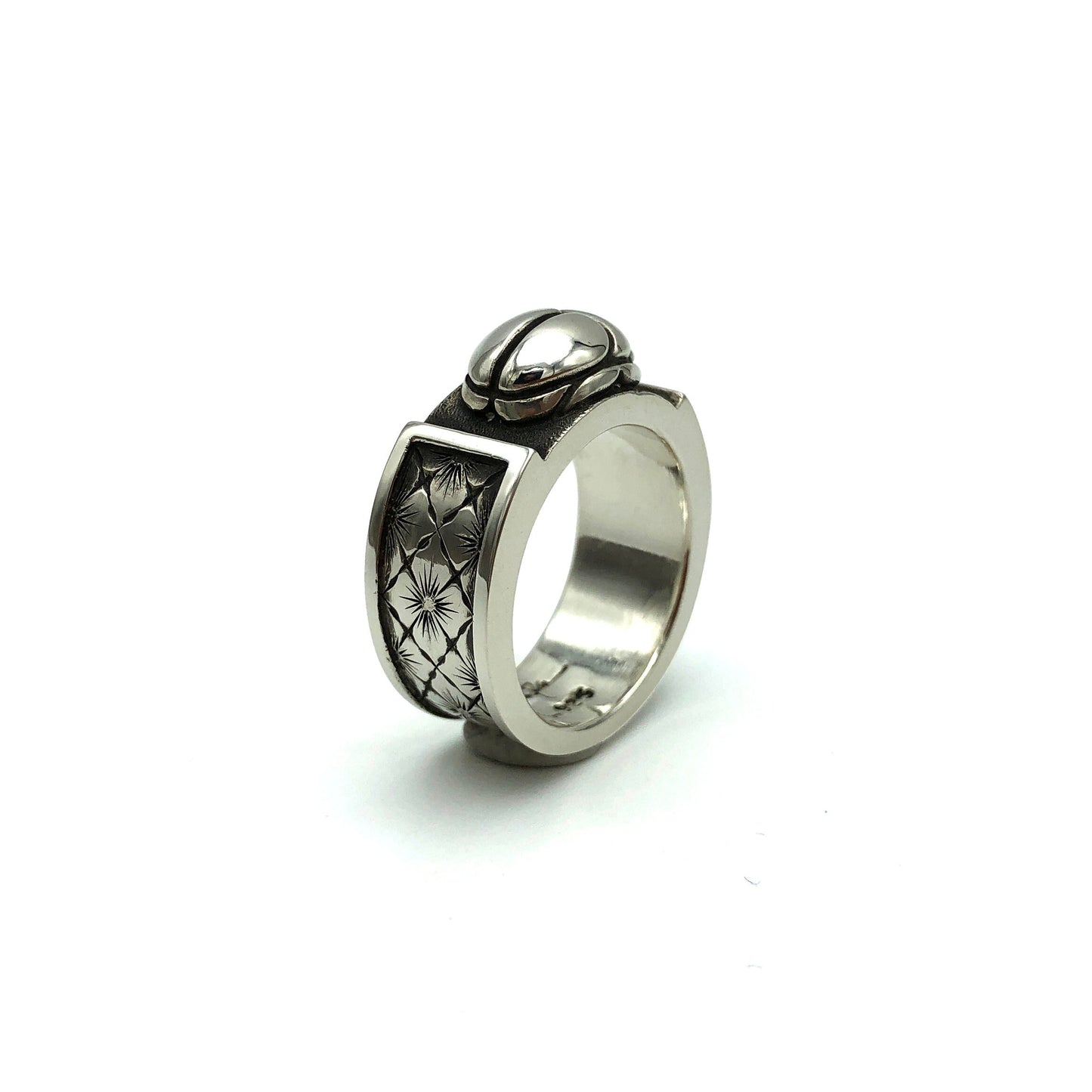 Scarab Beetle Hand Engraved Ring
