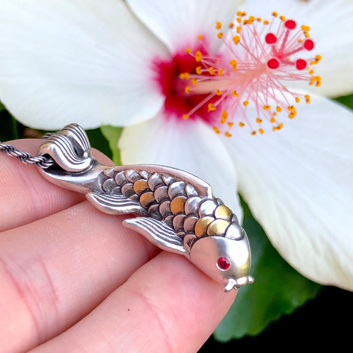 Ruby Eyes Koi Fish Necklace
