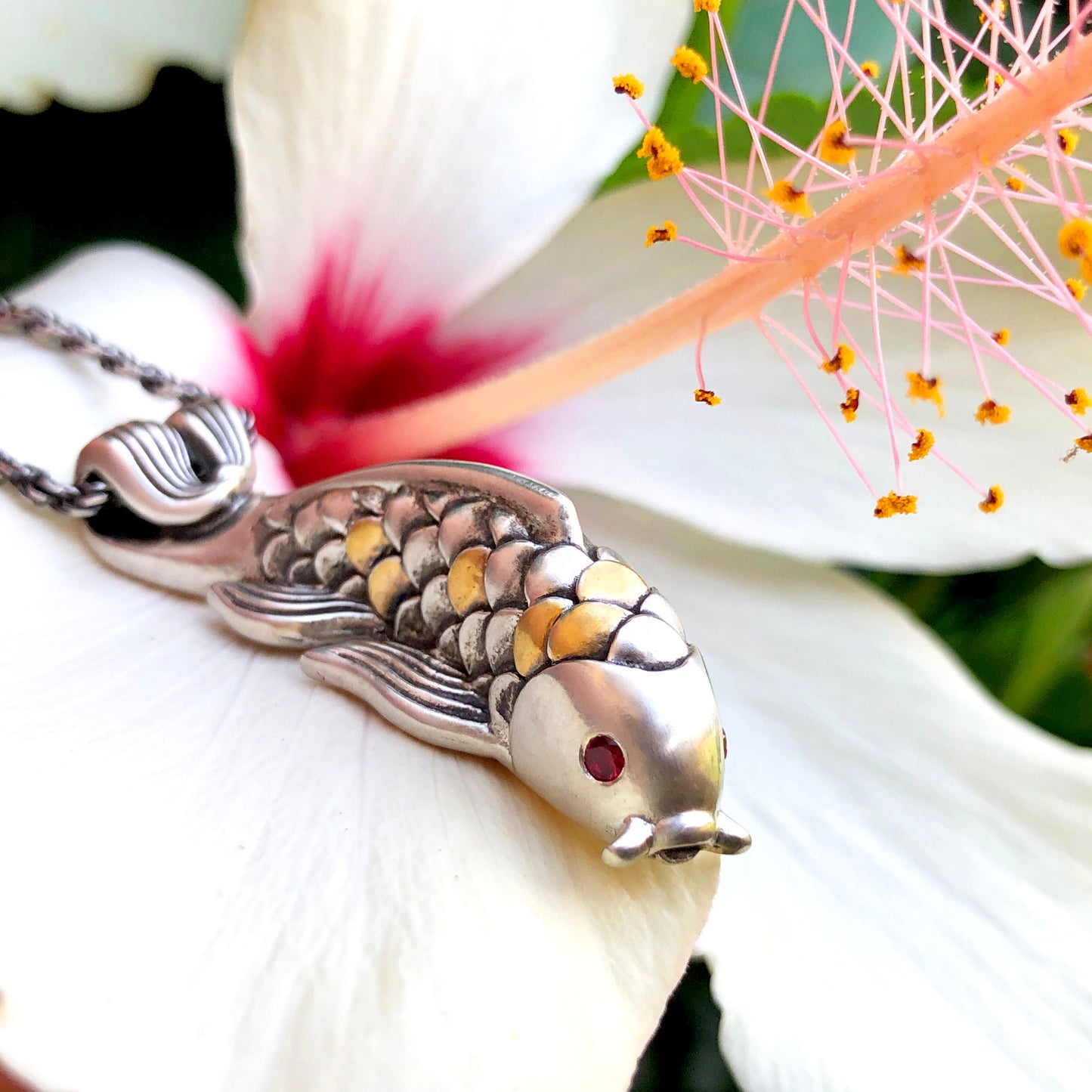 Gold Scales Dragon's Gate Koi Fish Necklace