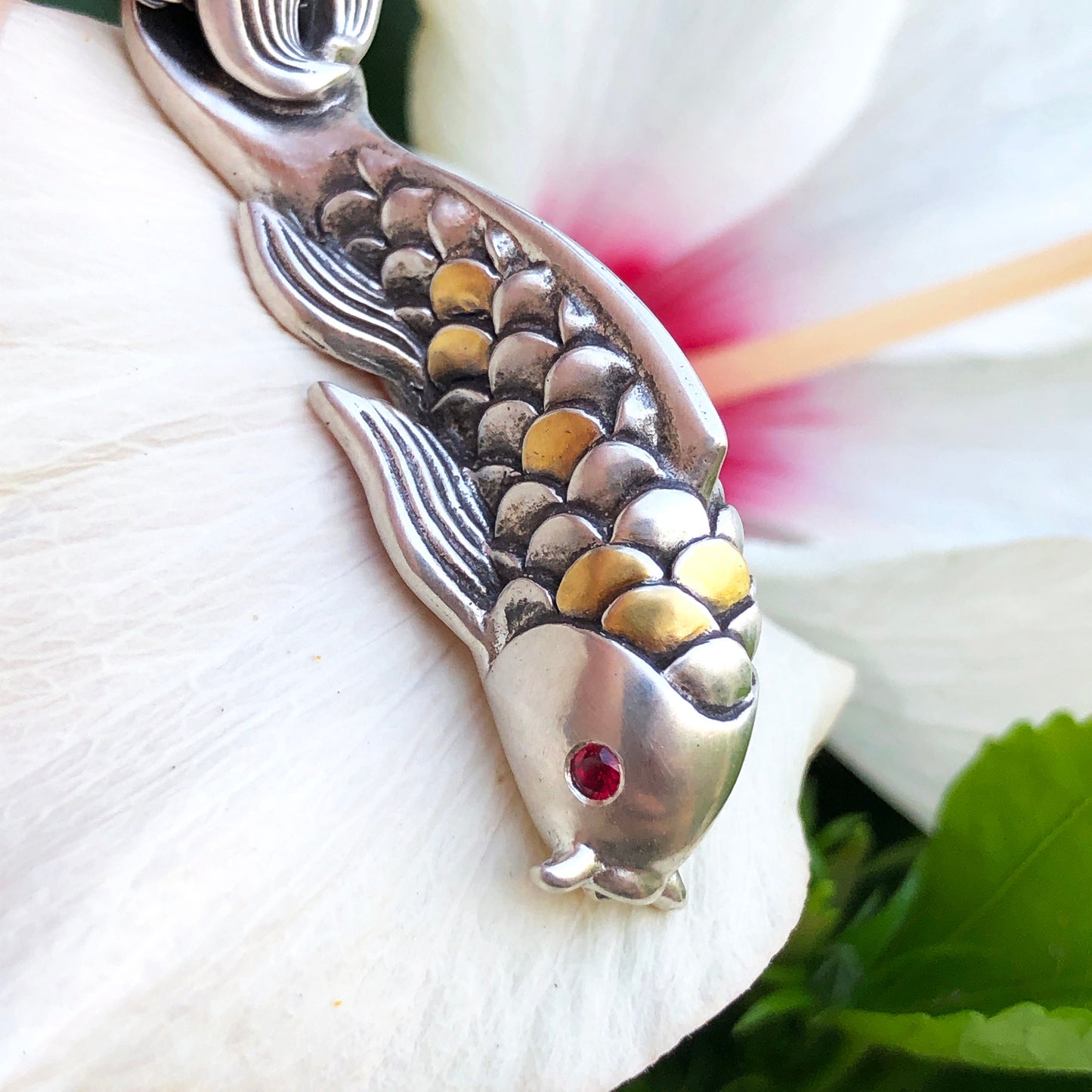 Koi Fish Necklace with Gold Scales