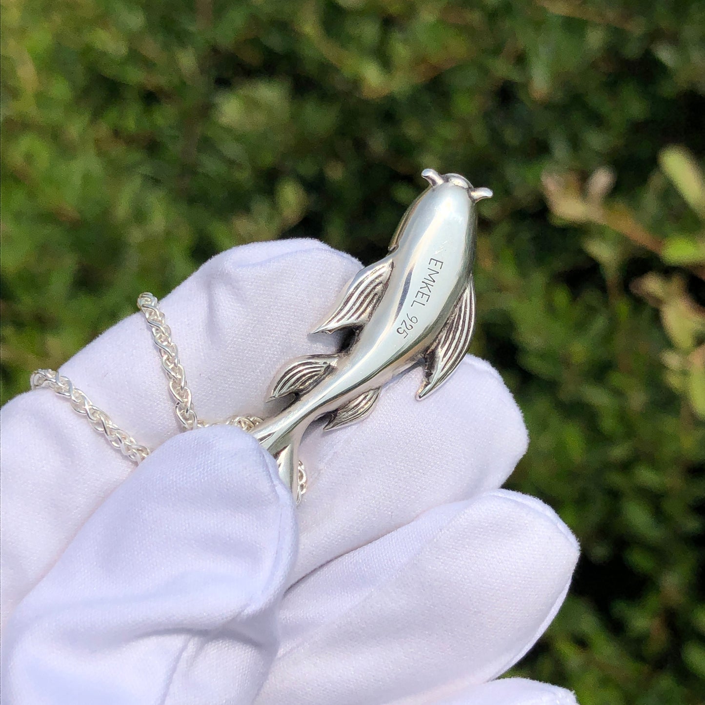Dragon's Gate Sterling Silver Koi Necklace with AAA Pink Sapphires