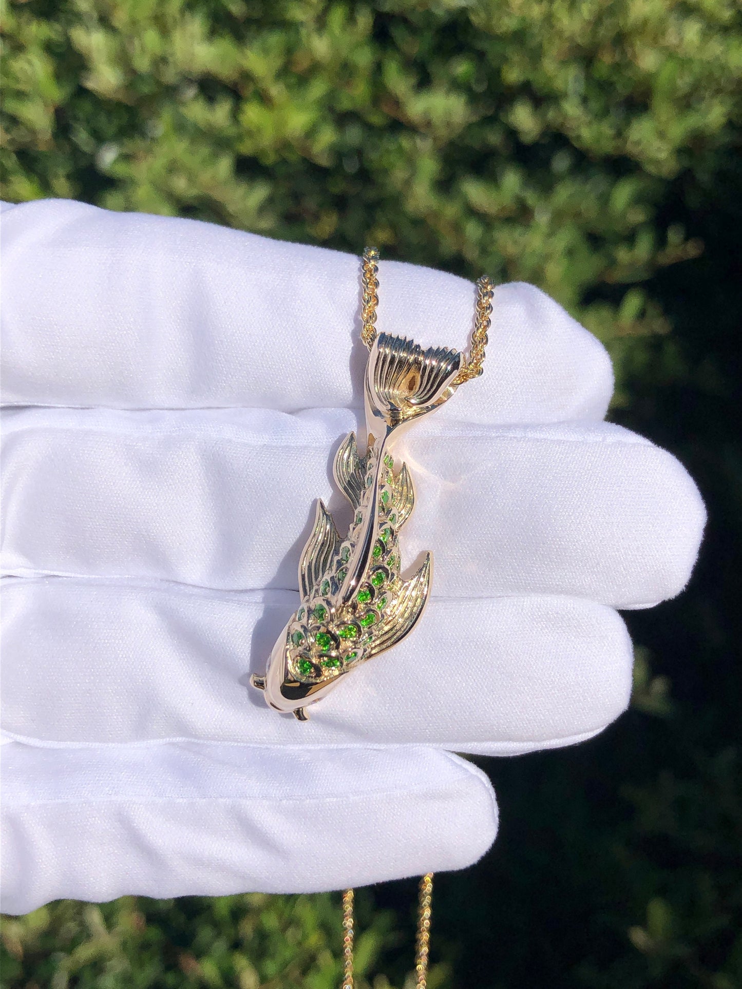koi fish necklace with 14K solid gold 22 inch rope chain