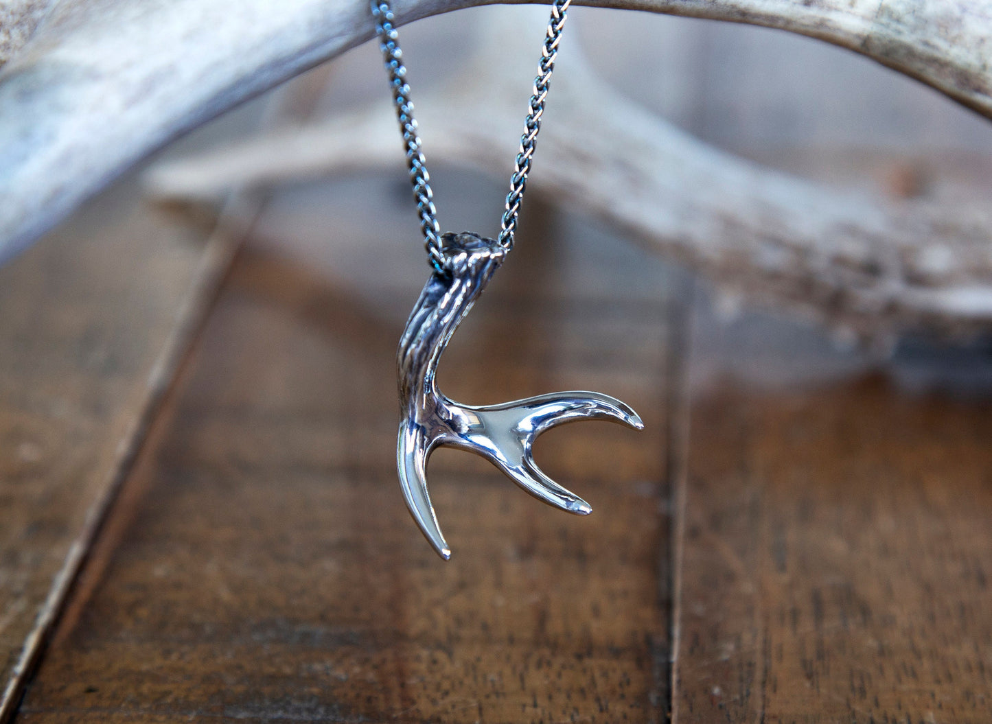 Deer Antler Sterling Silver Necklace
