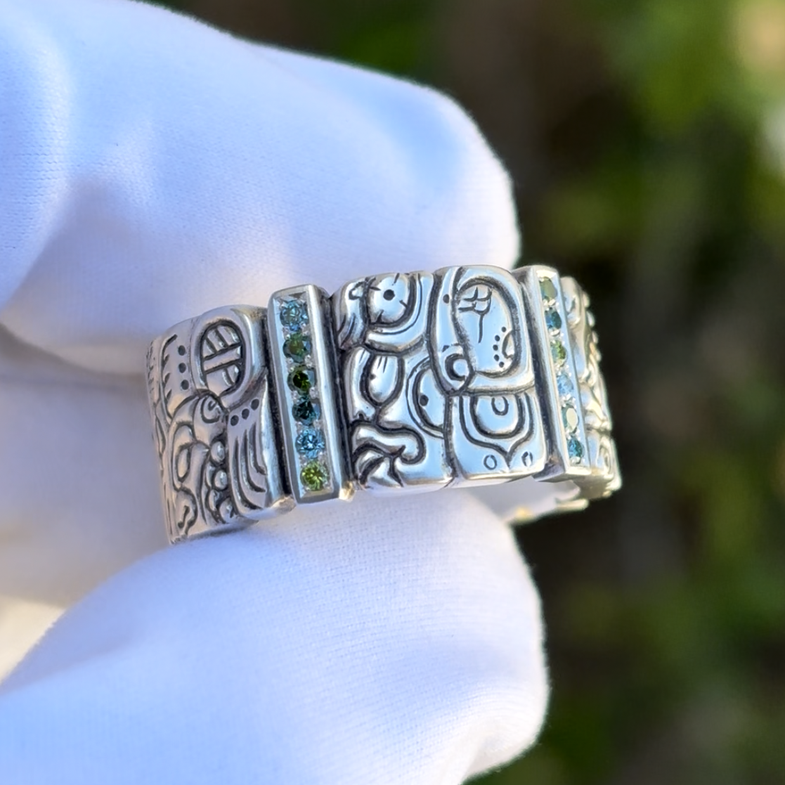 Mayan Glyph Diamond Ring