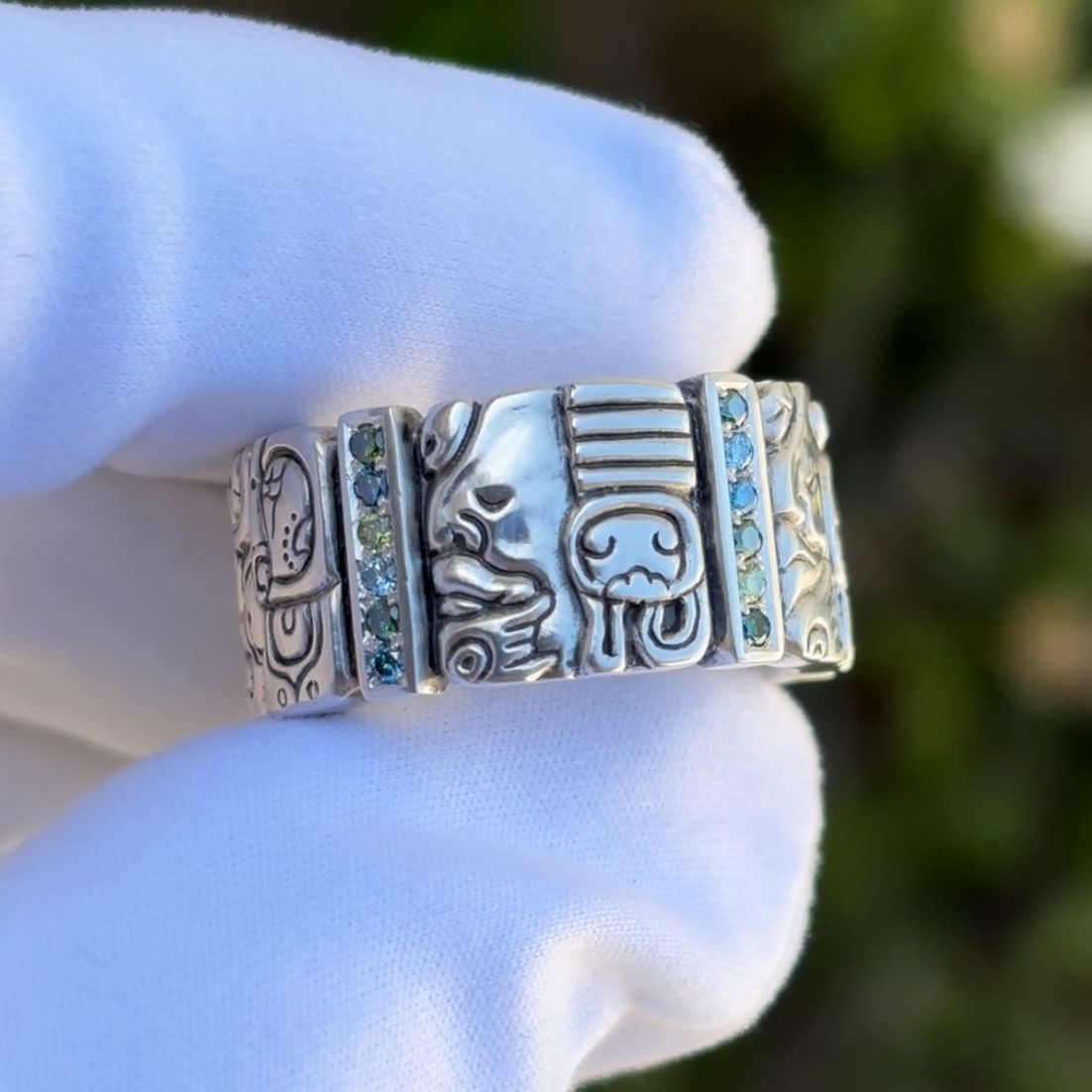 Mayan Glyph Diamond Ring