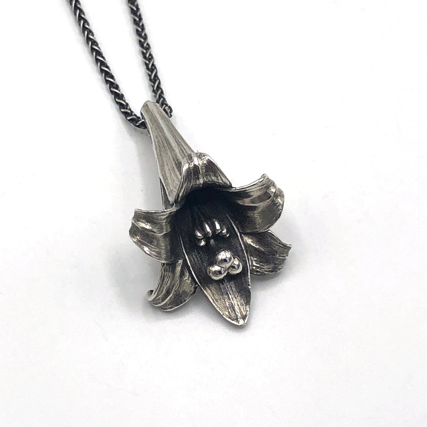 Lily Flower Sterling Silver Necklace