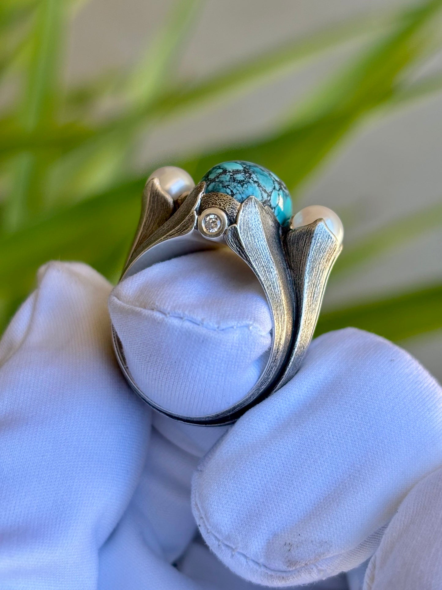 Turquoise Pearl Ring