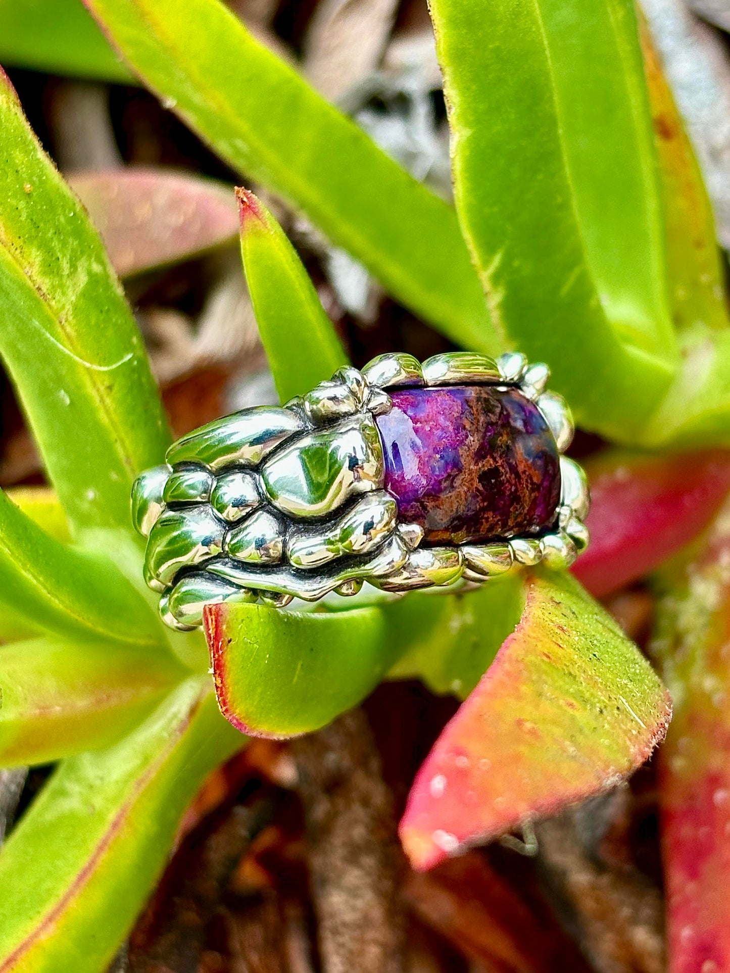 Sugilite Hand Carved Ring