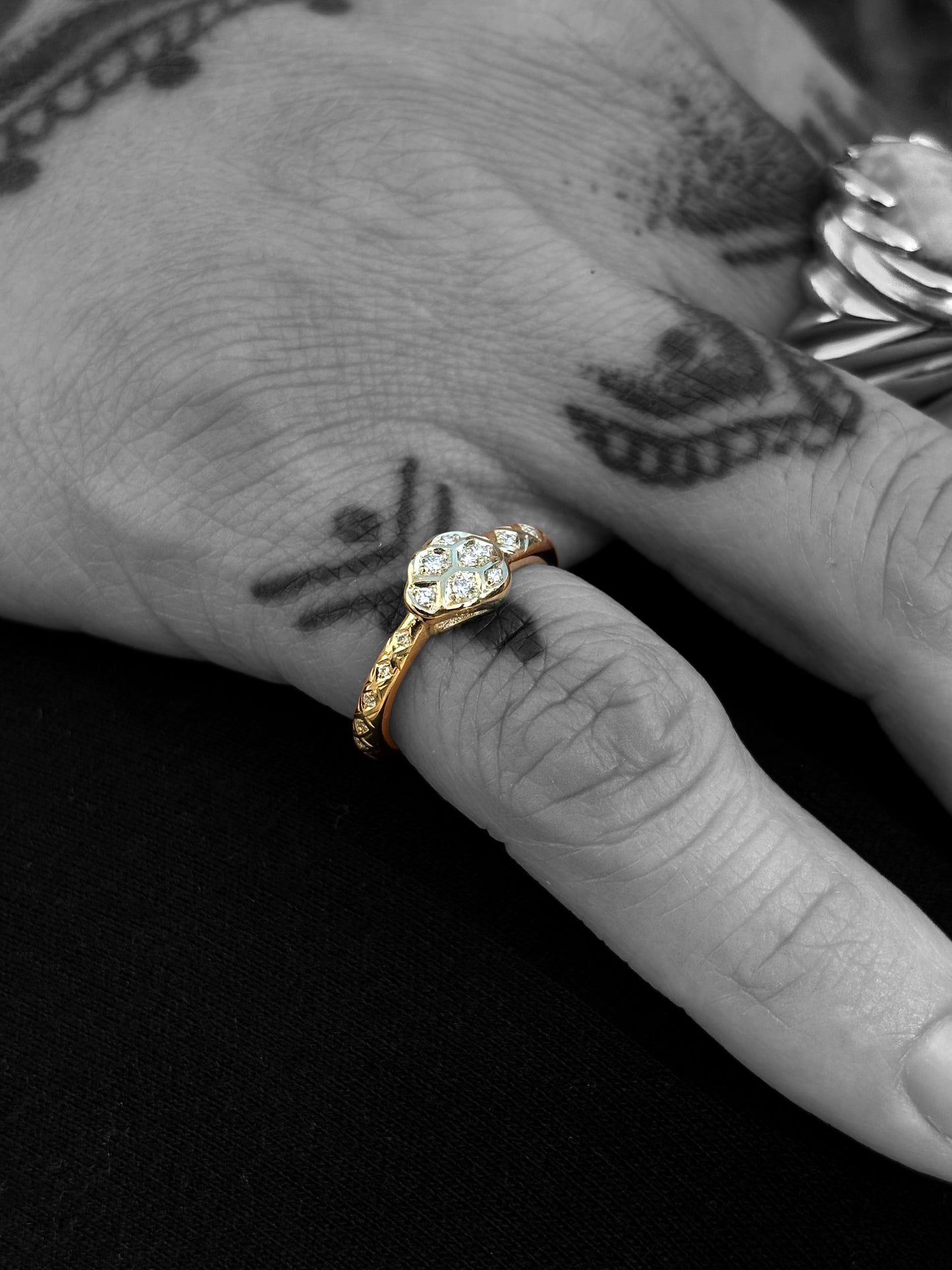 Diamond Gold Ouroboros Ring