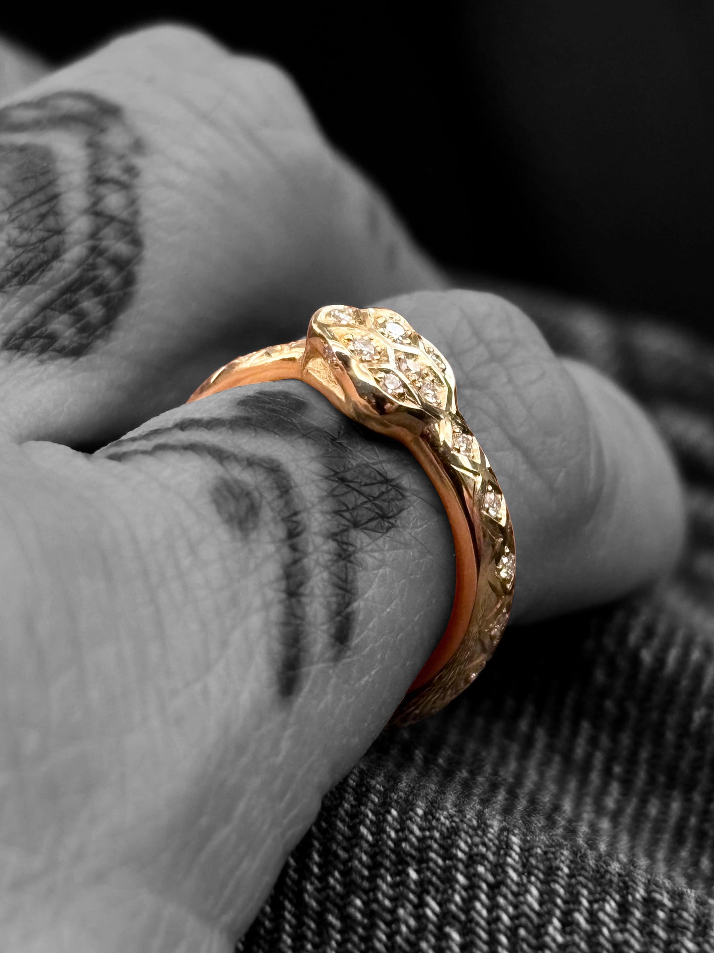 Diamond Gold Ouroboros Ring