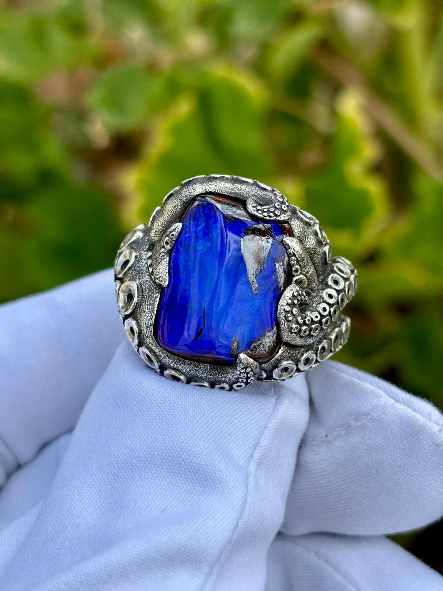 Boulder Opal Tentacle Ring