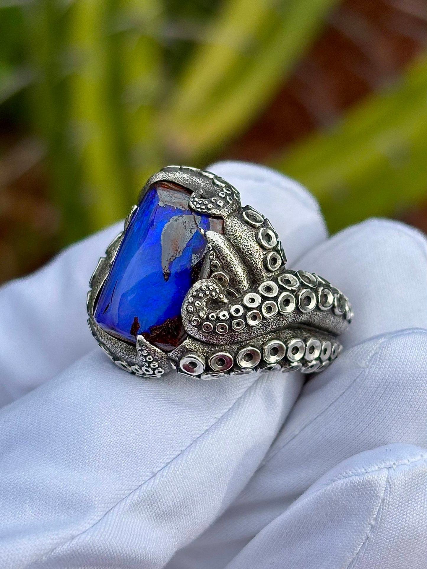 Boulder Opal Tentacle Ring