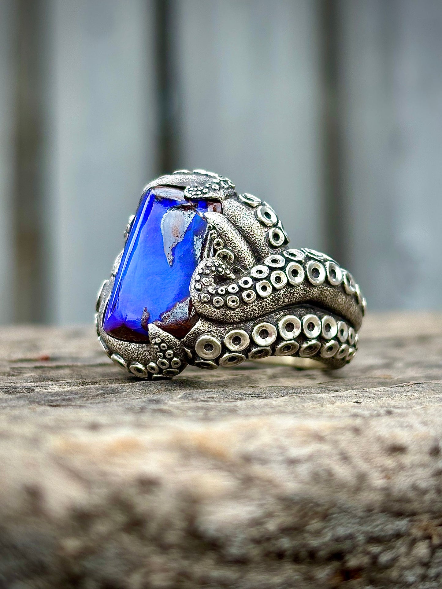 Boulder Opal Tentacle Ring