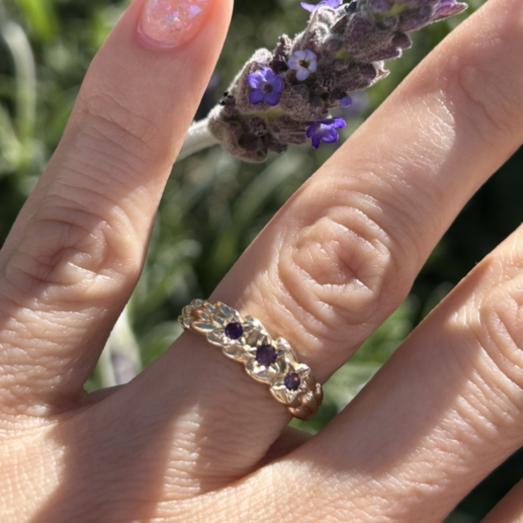 14K Gold Amethyst Lavender Ring