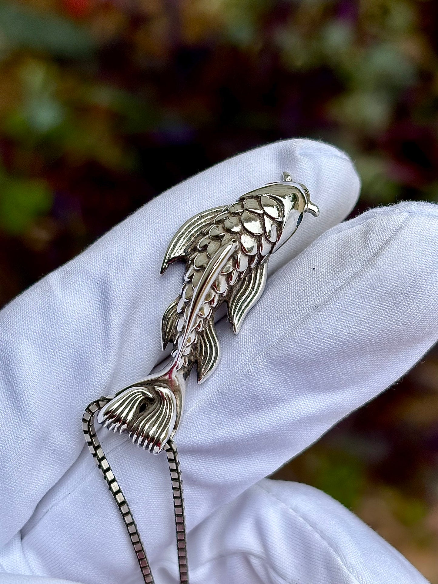 Teal and Yellow Sapphire Koi Fish Necklace