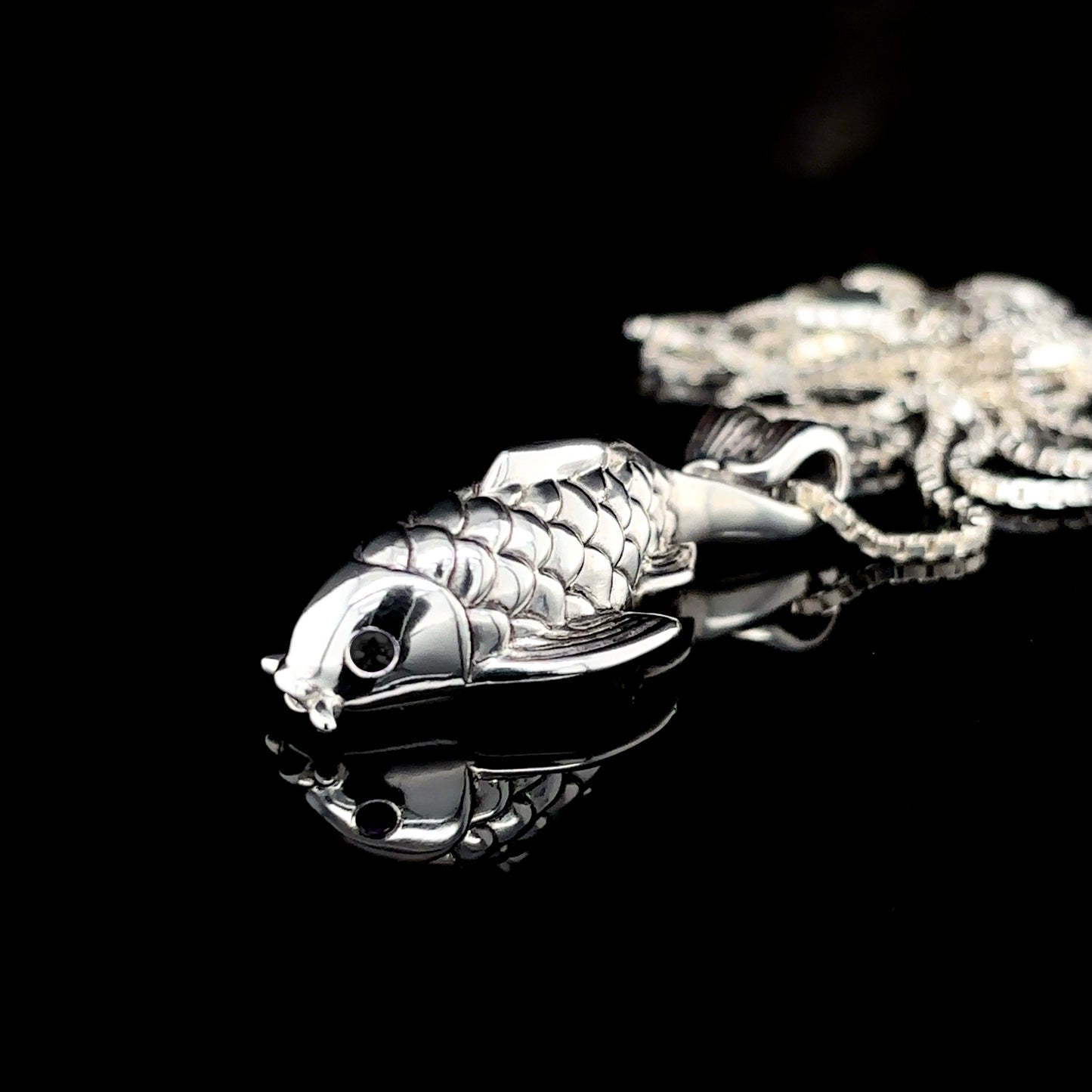 Black Diamond Dragon's Gate Koi Fish Necklace