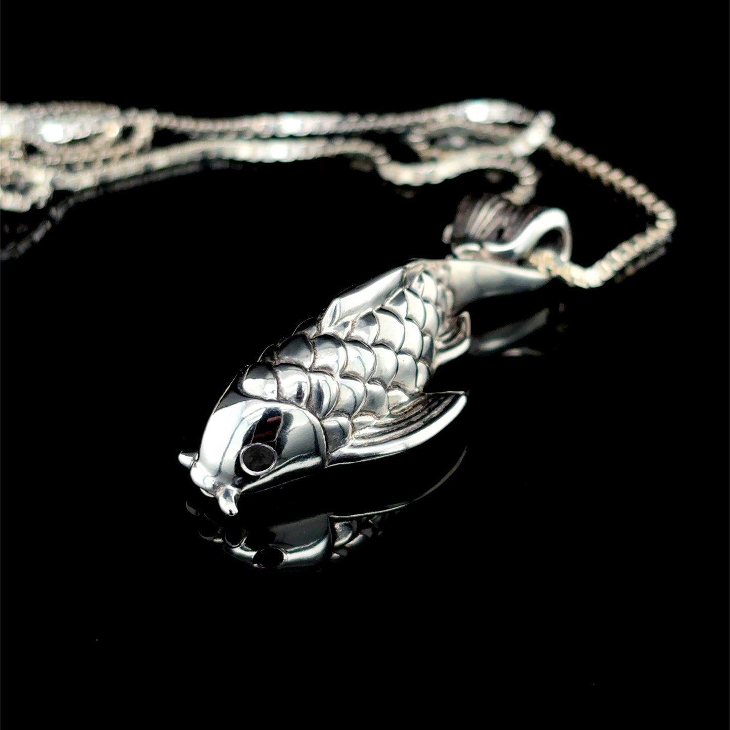Black Diamond Dragon's Gate Koi Fish Necklace