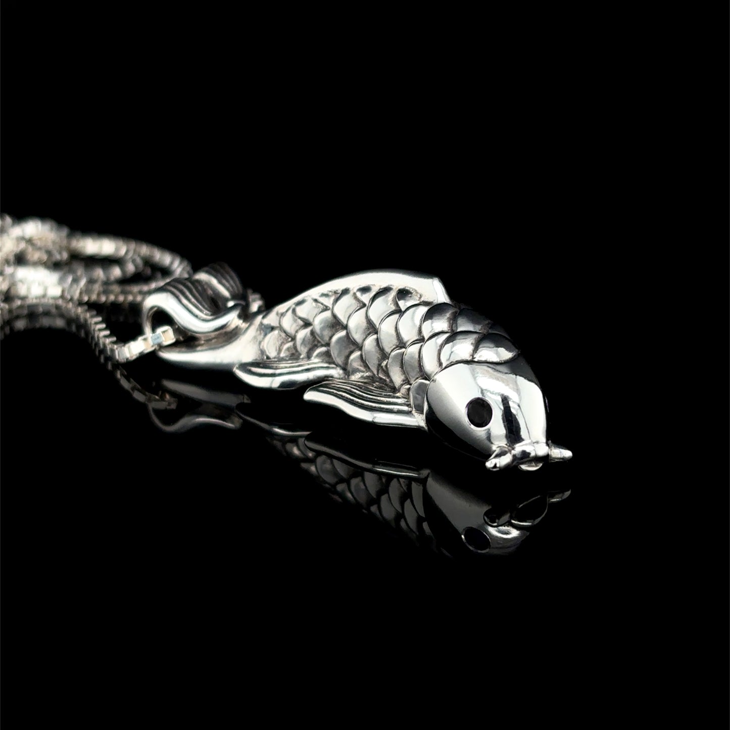 Black Diamond Dragon's Gate Koi Fish Necklace
