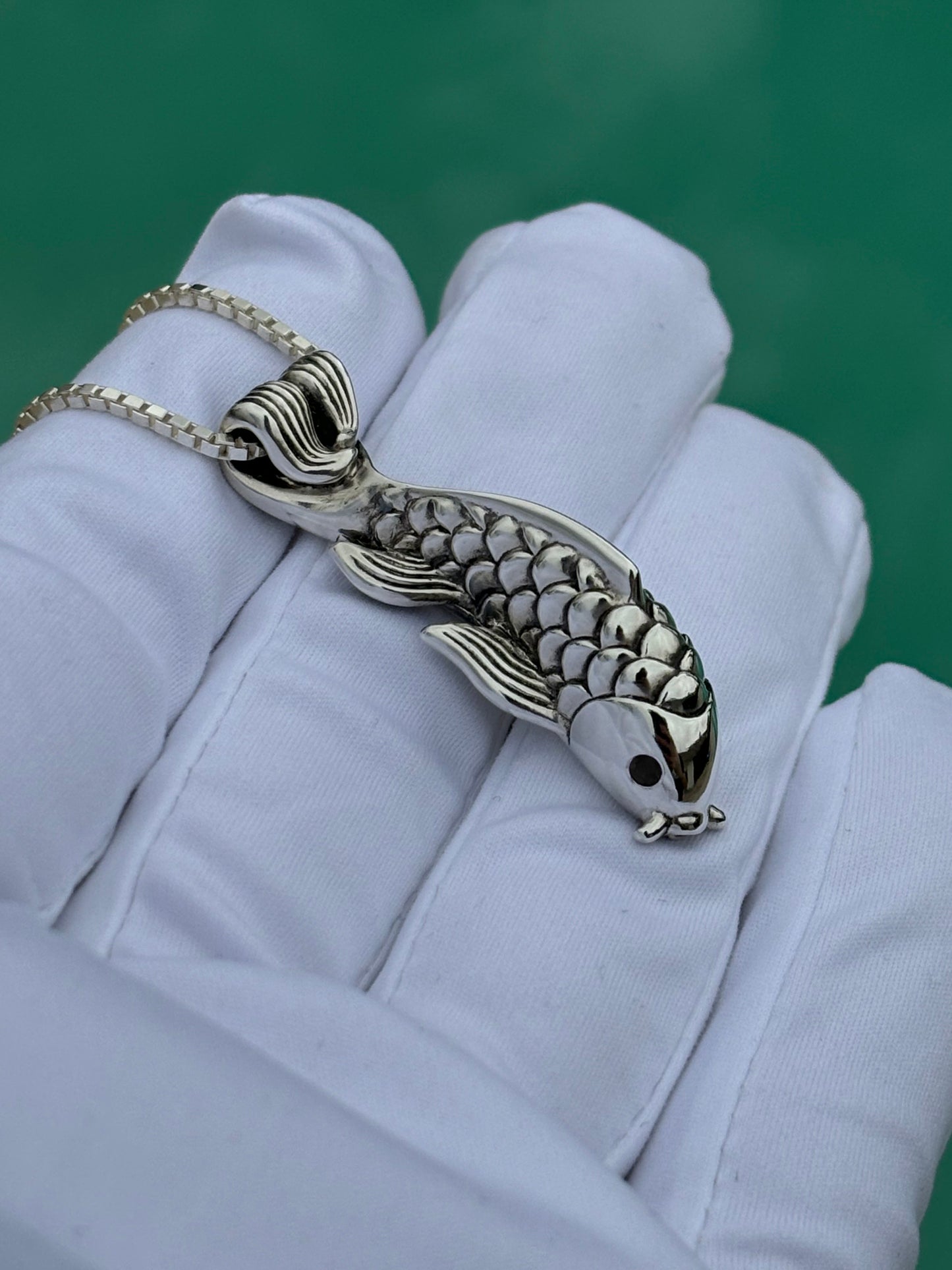 Black Diamond Dragon's Gate Koi Fish Necklace