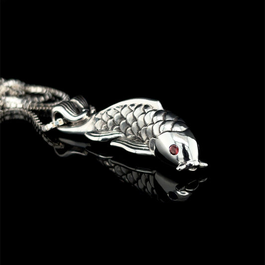 Garnet Koi Fish Necklace