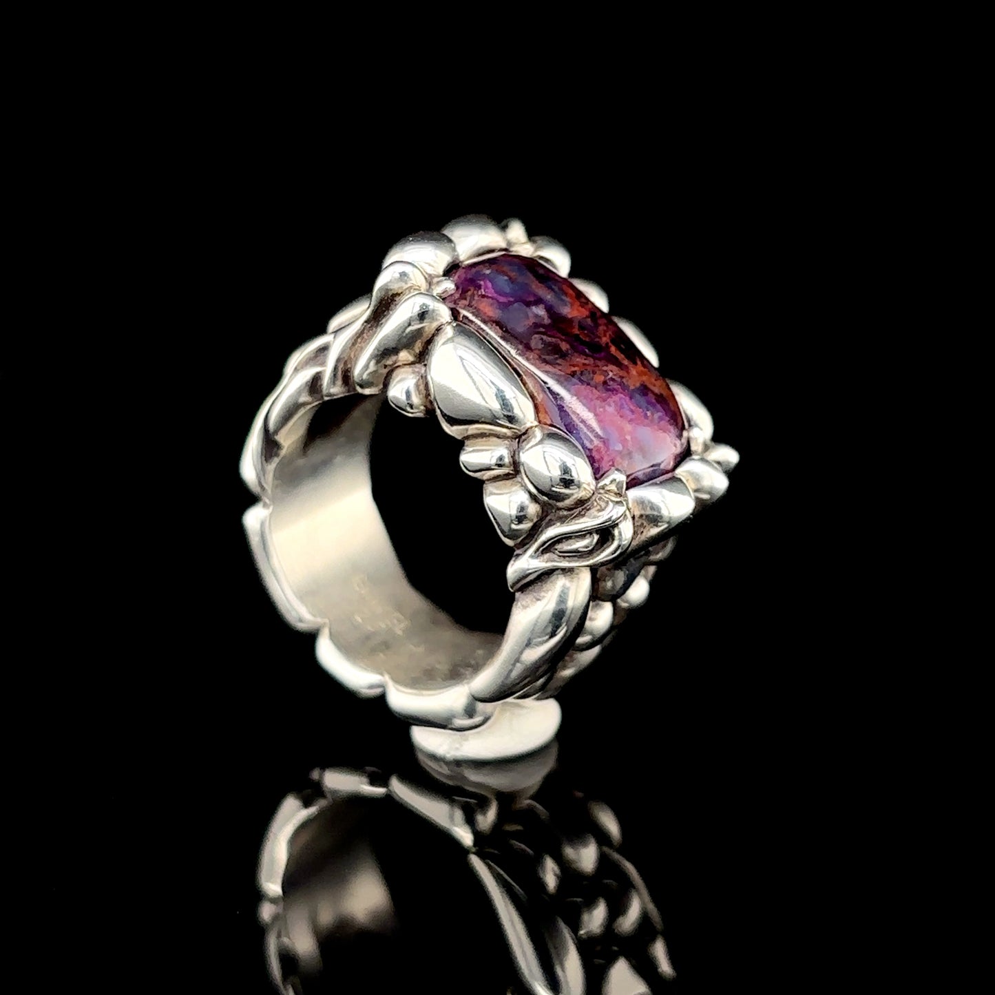 Sugilite Hand Carved Ring - Size 7.5