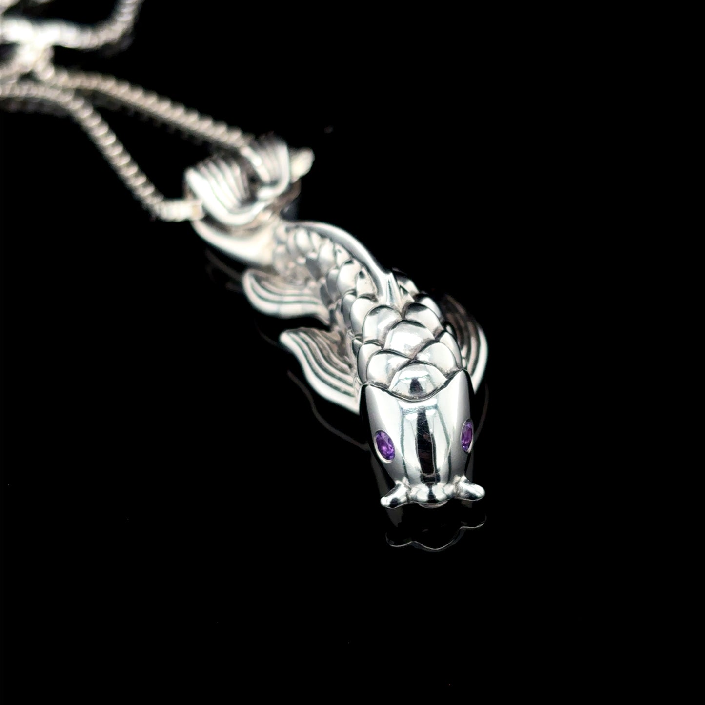 Amethyst Koi Fish Necklace