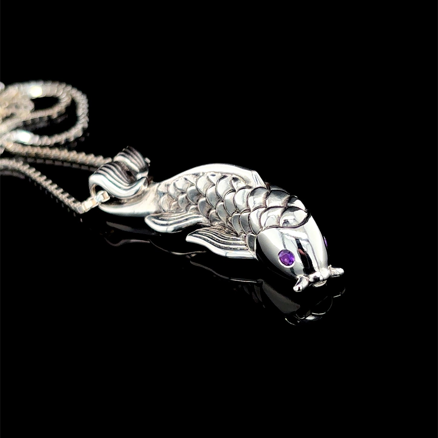 Amethyst Koi Fish Necklace